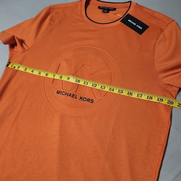 Michael Kors Bold And Vibrant Orange Embossed Short Sleeve T-Shirt In Unisex Med - Picture 8 of 12